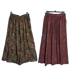 I. Magnin Rare Vintage Pure Silk NWT Floral Maxi Skirt Bundle Of 2